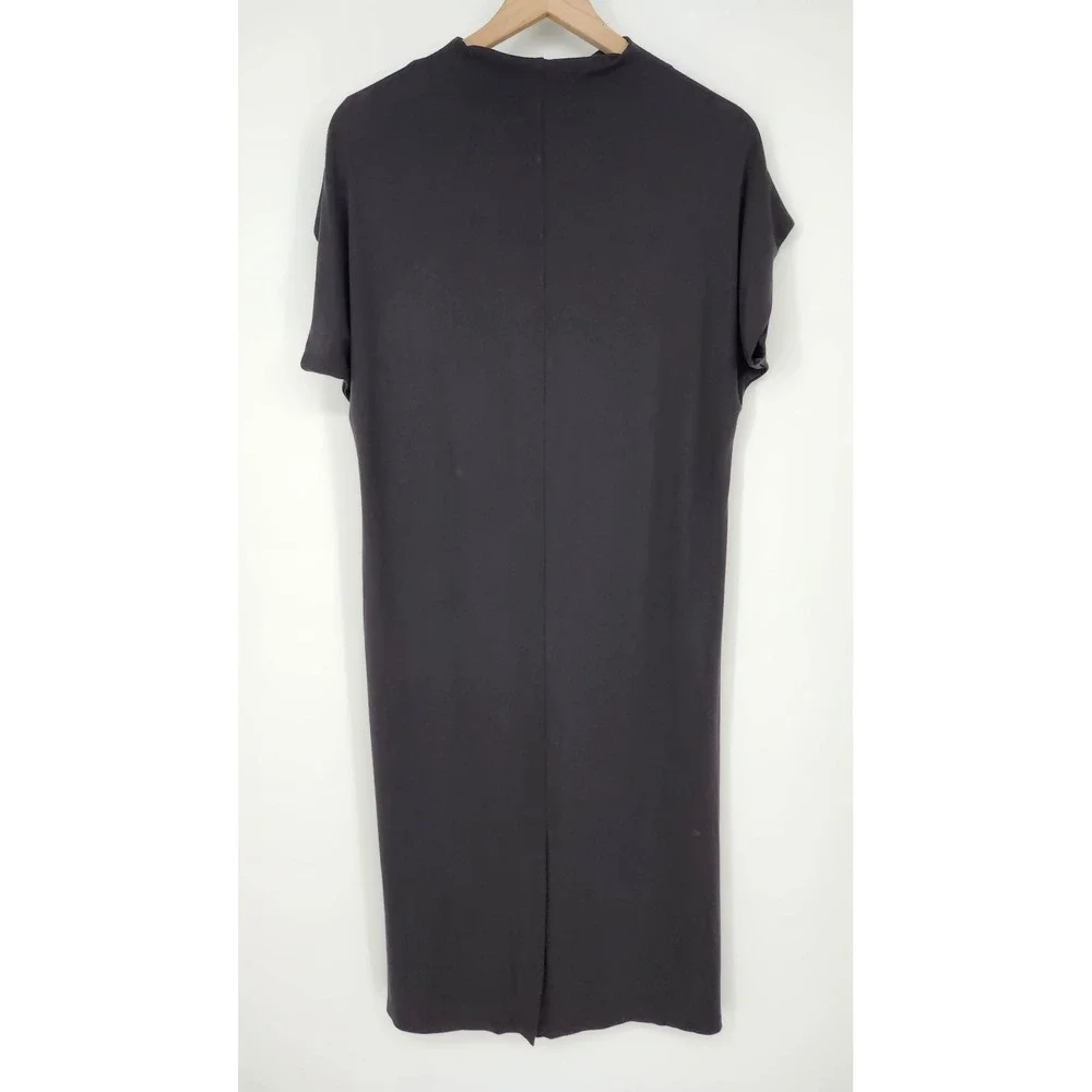 Clara Sun Woo Black‎ Mock Neck Midi Dress Womens Small LBD Contemporary Chic